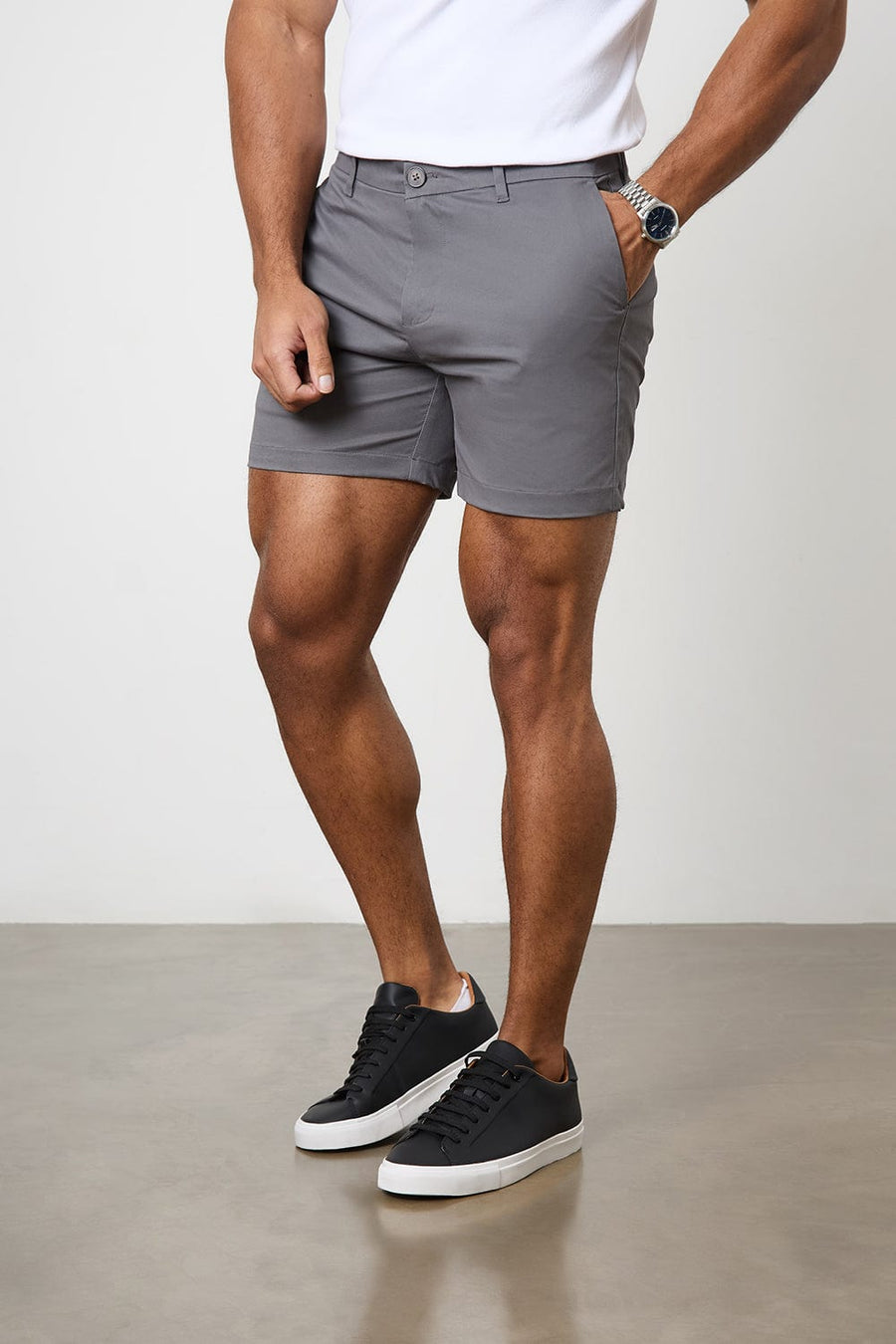 Athletic Fit Chino Shorts 5'' in Dark Grey - TAILORED ATHLETE - USA