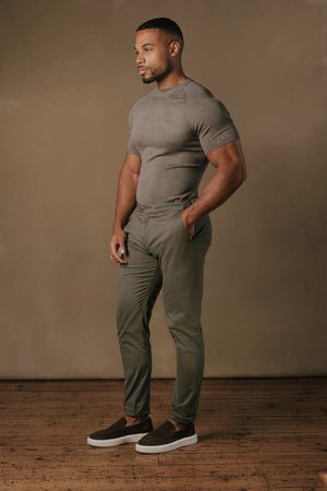 Fine Gauge Knitted T-Shirt in Mocha - TAILORED ATHLETE - USA