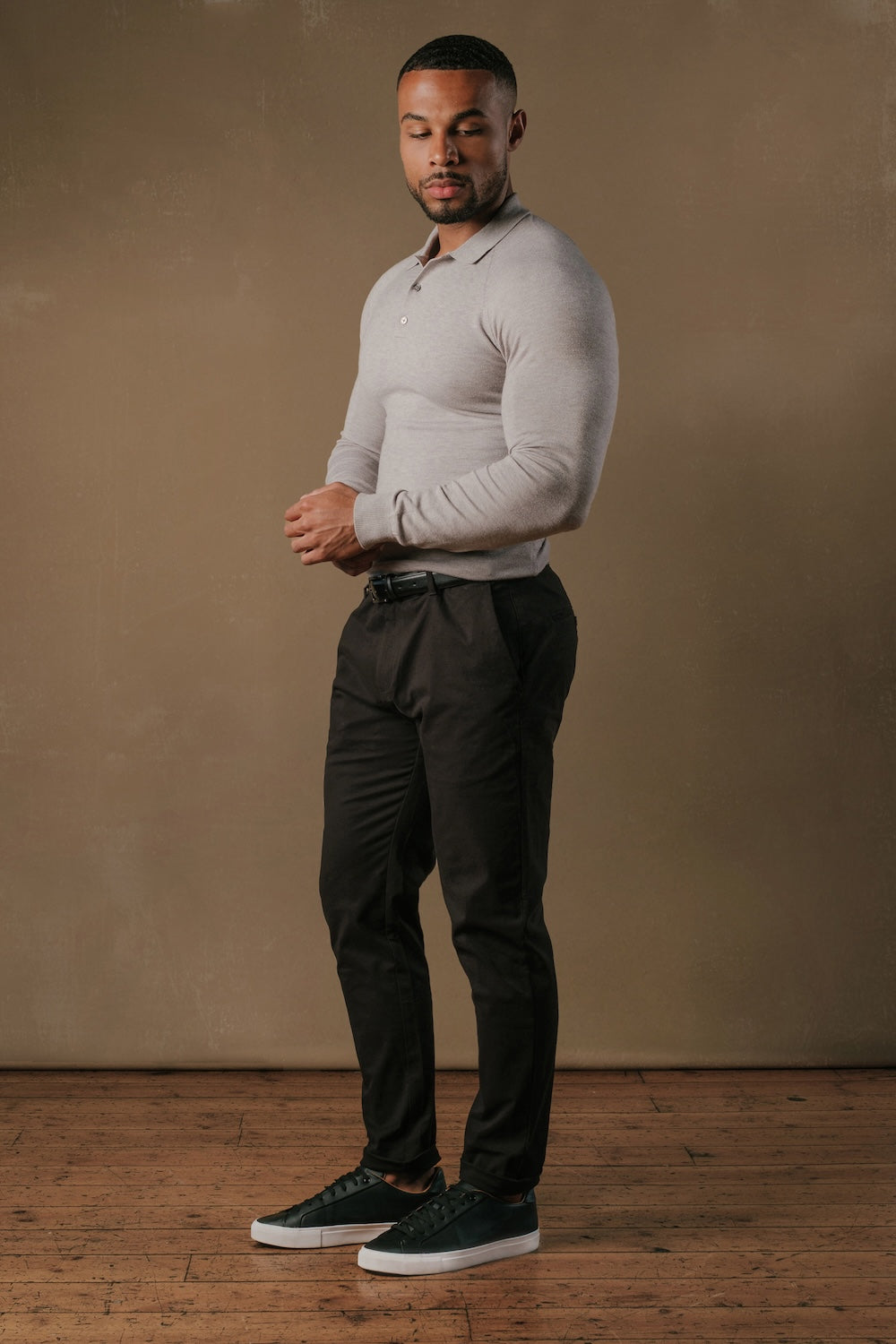 Knitted Polo Shirt in Grey - TAILORED ATHLETE - USA