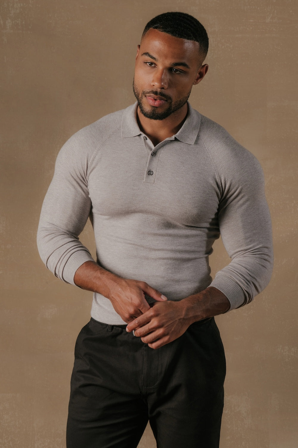 Knitted Polo Shirt in Grey - TAILORED ATHLETE - USA