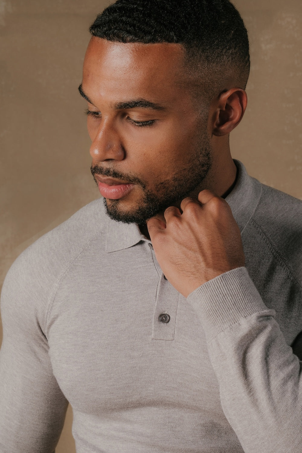 Knitted Polo Shirt in Grey - TAILORED ATHLETE - USA