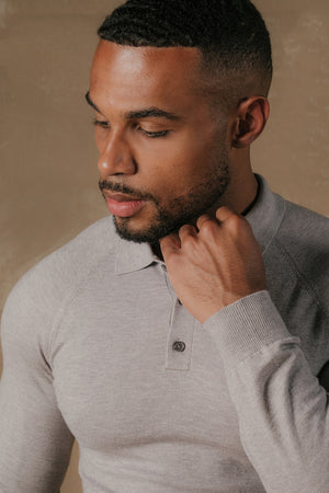 Knitted Polo Shirt in Grey - TAILORED ATHLETE - USA