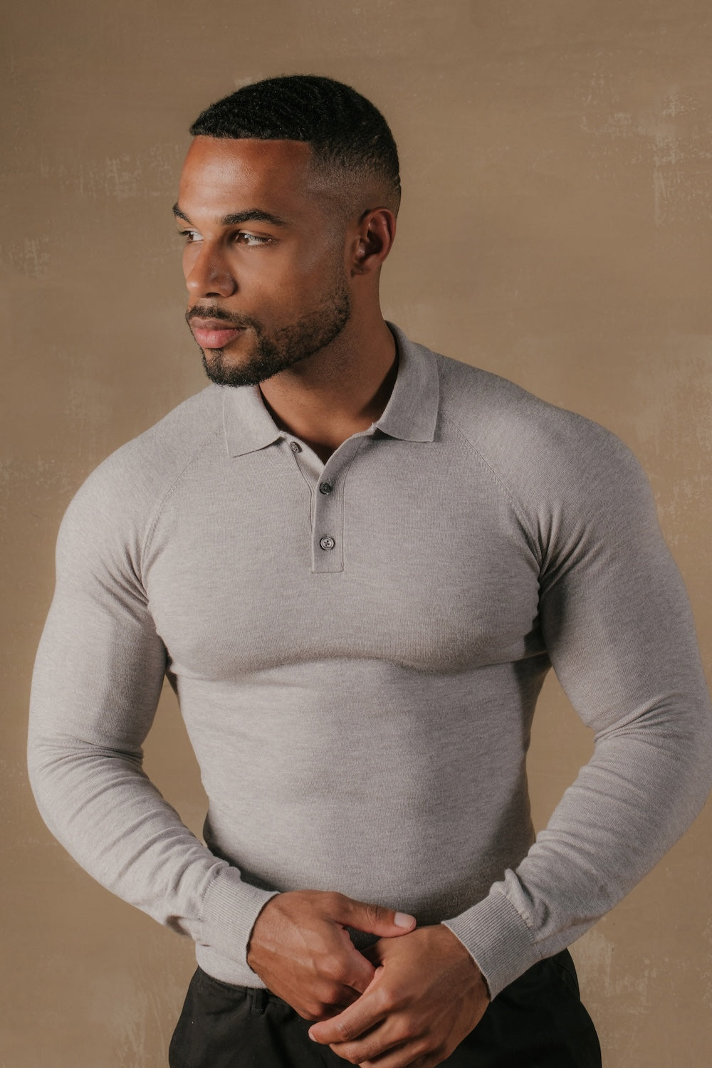 Knitted Polo Shirt in Grey - TAILORED ATHLETE - USA
