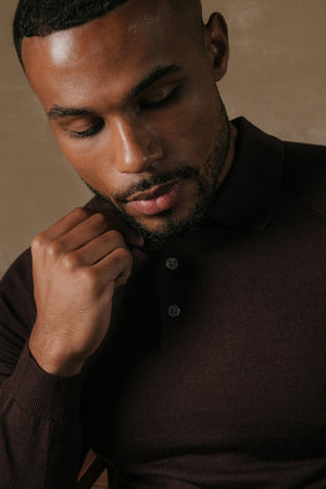 Extra Fine Merino Wool Polo Shirt in Dark Bordeaux - TAILORED ATHLETE - USA