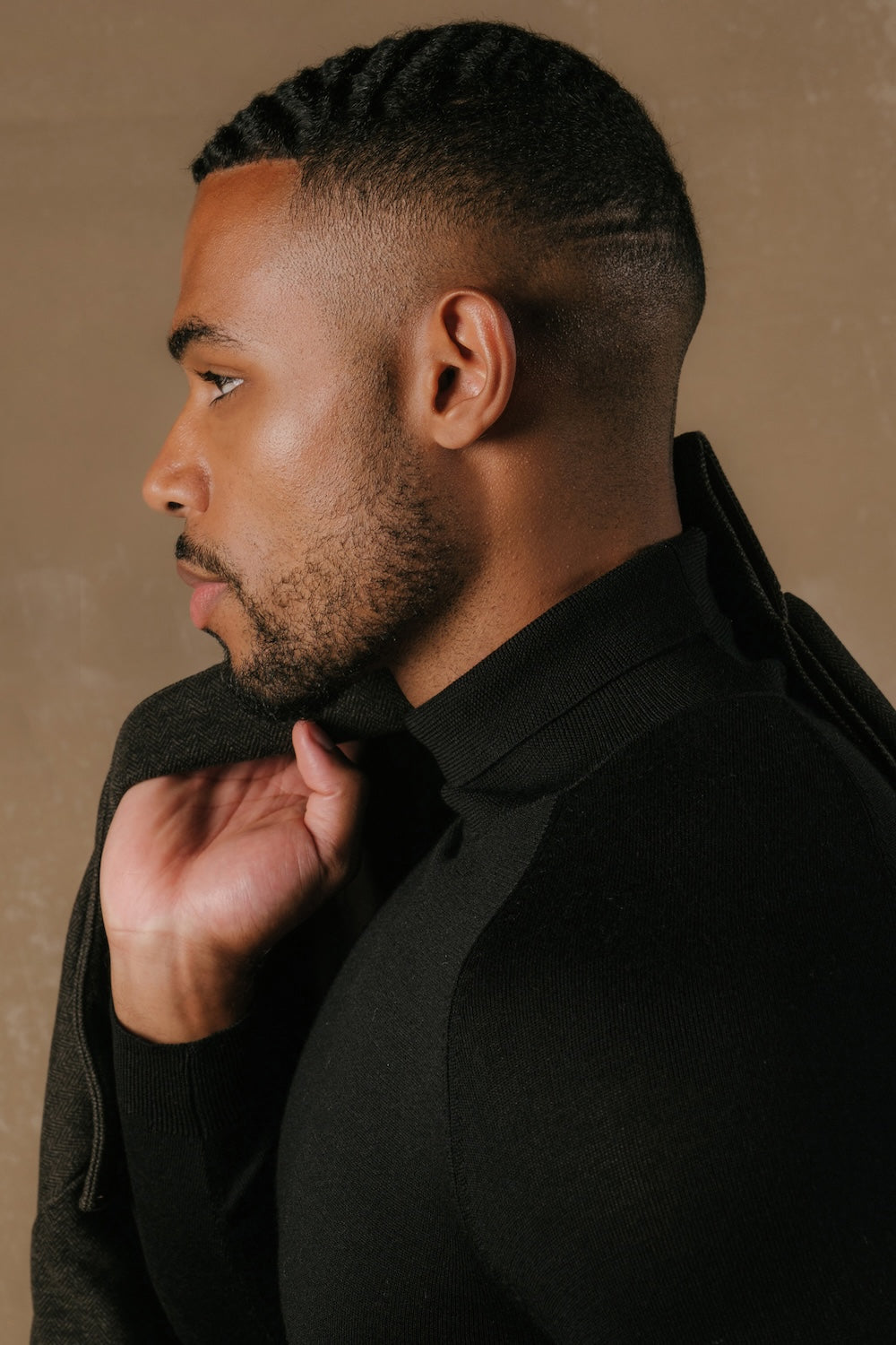 Extra Fine Merino Wool Roll Neck Sweater in Black - TAILORED ATHLETE - USA