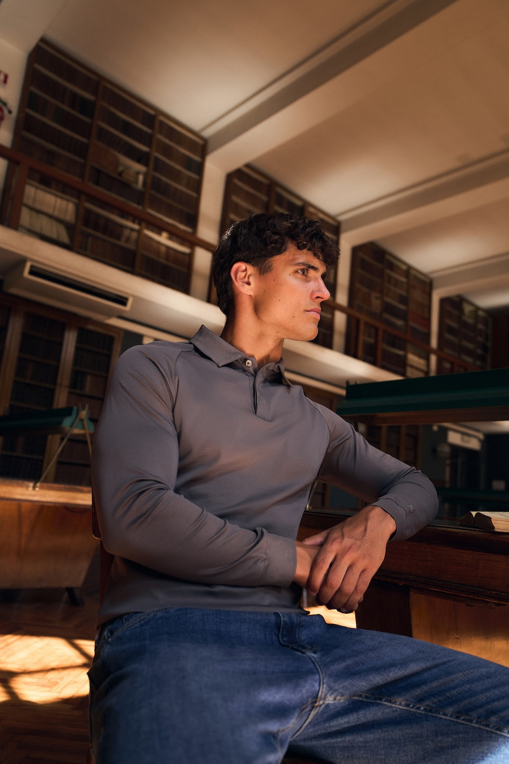 Mercerised Cotton Polo Shirt in Mole