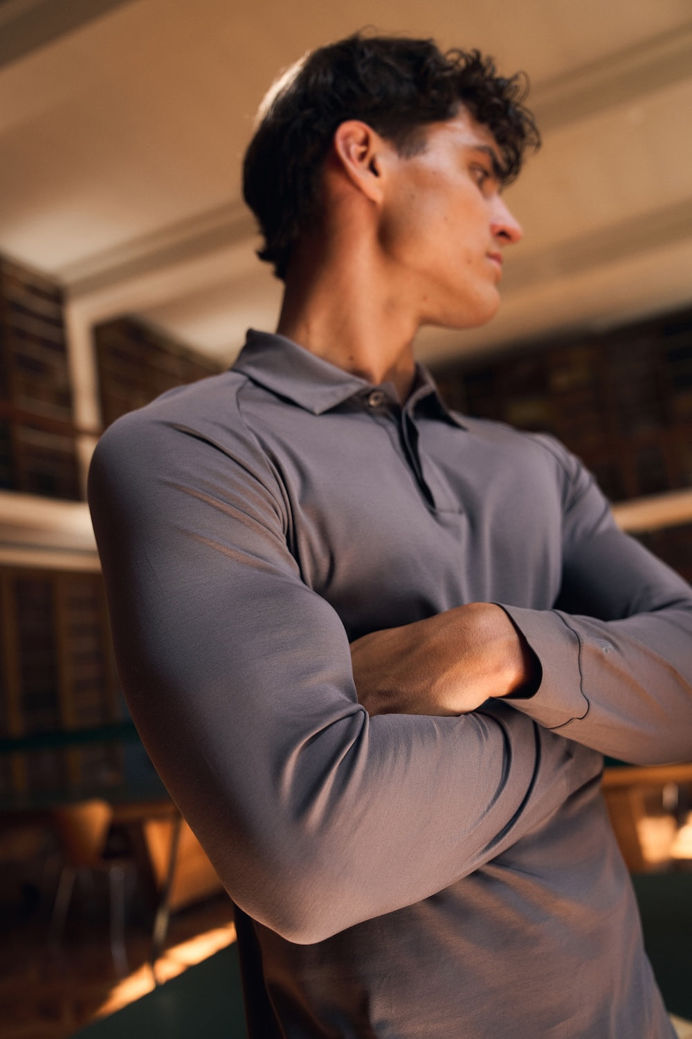 Mercerised Cotton Polo Shirt in Mole