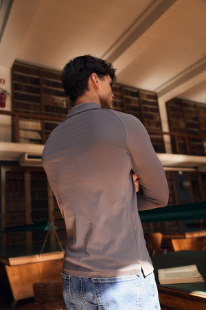 Mercerised Cotton Polo Shirt in Mole