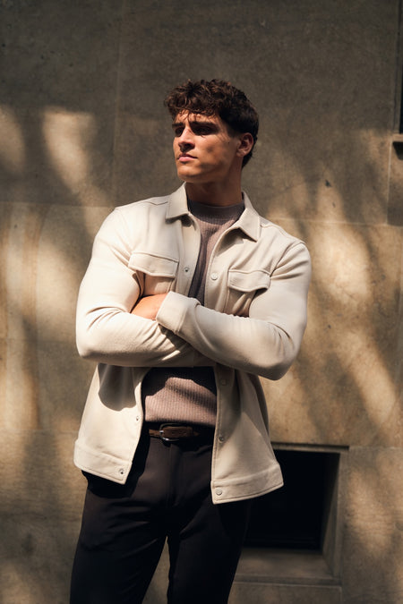 Twill Jersey Shacket in Stone