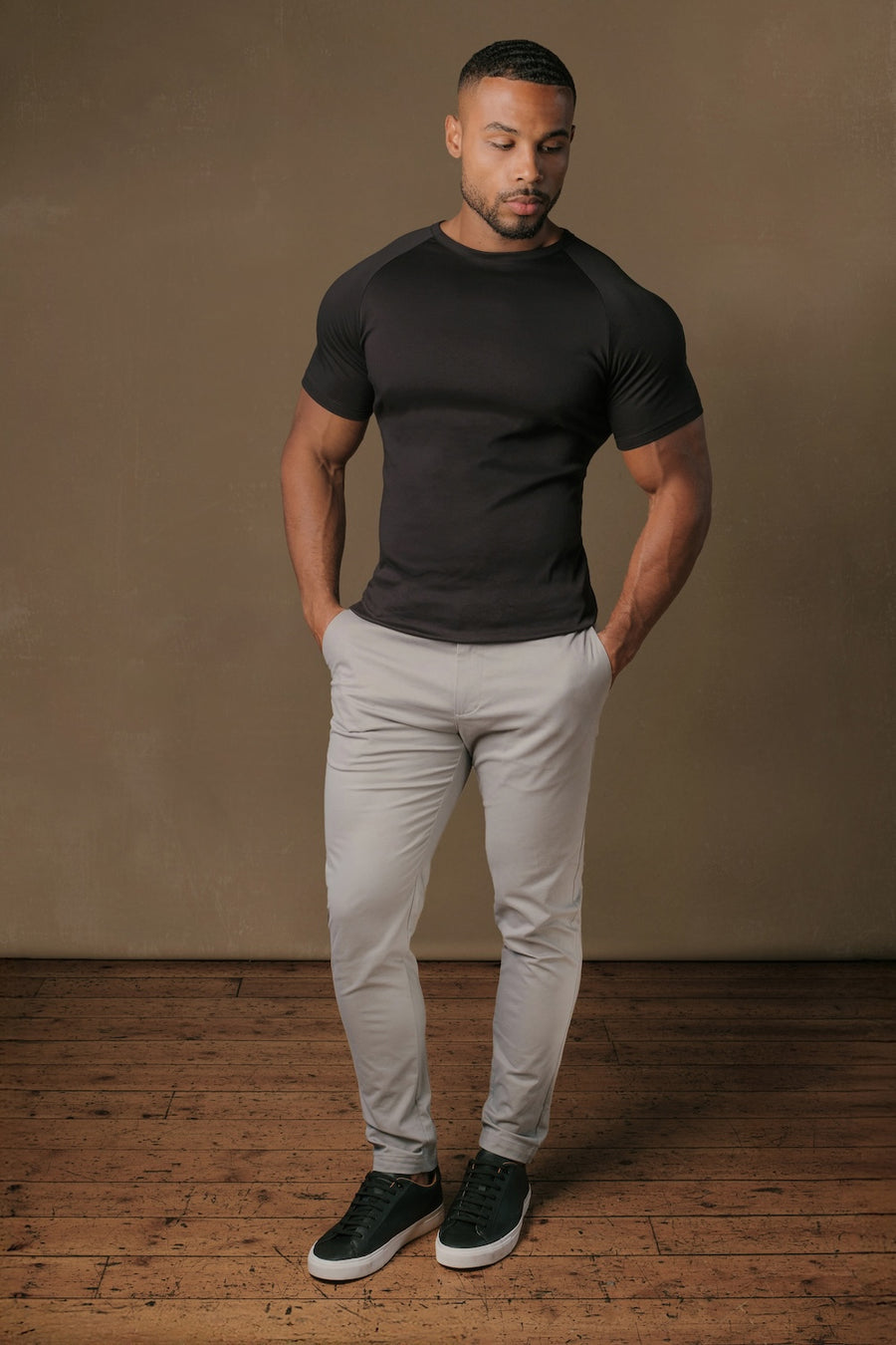 Athletic Fit Cotton Stretch Chino Pants in Pale Grey - TAILORED ATHLETE - USA