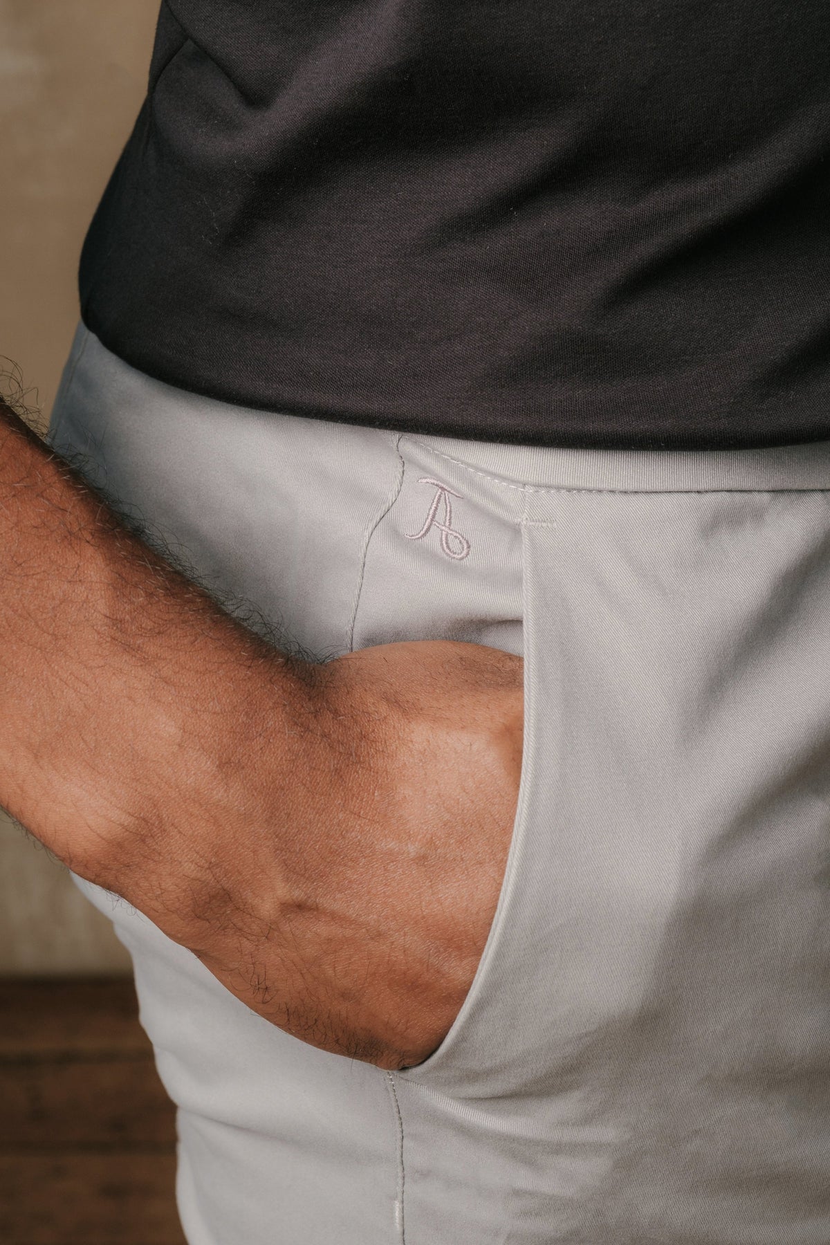 Athletic Fit Cotton Stretch Chino Pants in Pale Grey - TAILORED ATHLETE - USA