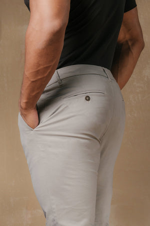 Athletic Fit Cotton Stretch Chino Pants in Pale Grey - TAILORED ATHLETE - USA