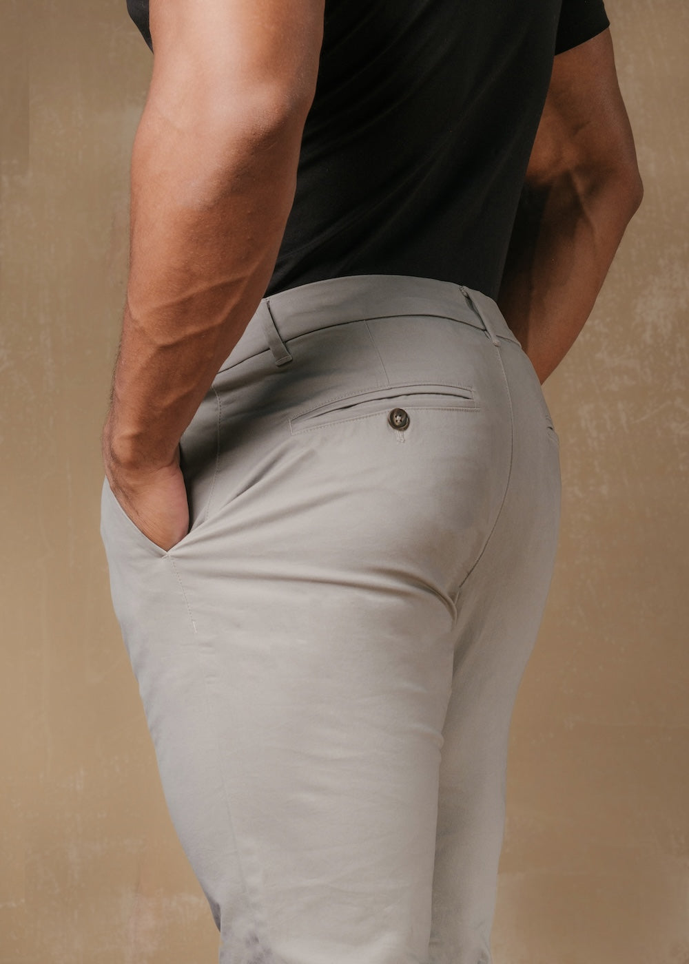 Athletic Fit Cotton Stretch Chino Pants in Pale Grey - TAILORED ATHLETE - USA
