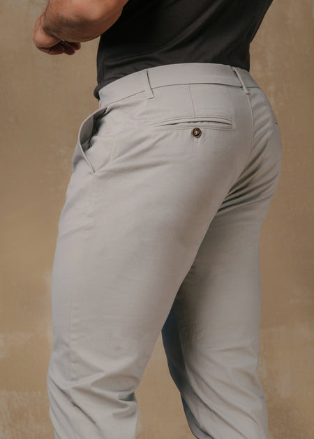 Athletic Fit Cotton Stretch Chino Pants in Pale Grey
