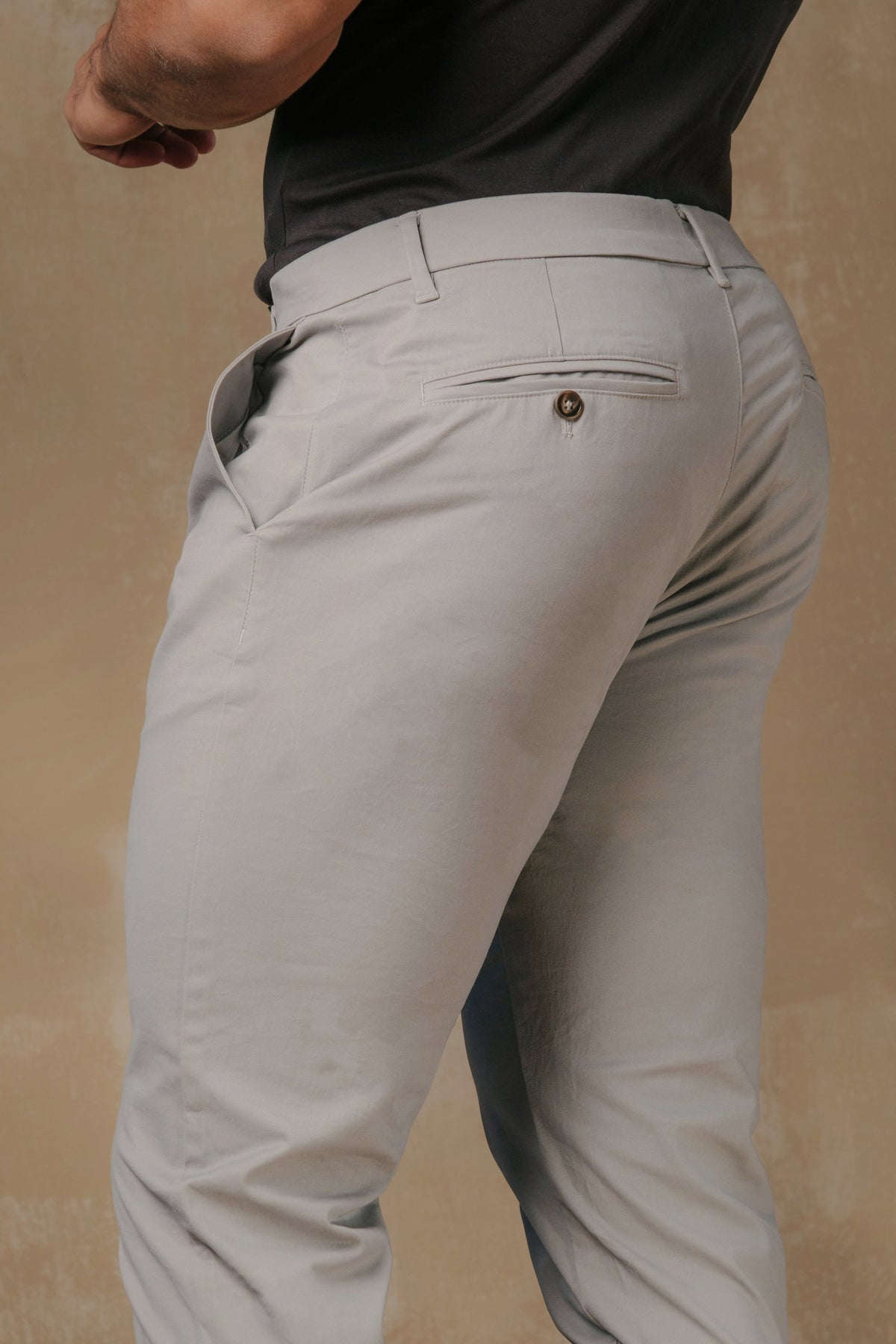 Athletic Fit Cotton Stretch Chino Pants in Pale Grey - TAILORED ATHLETE - USA