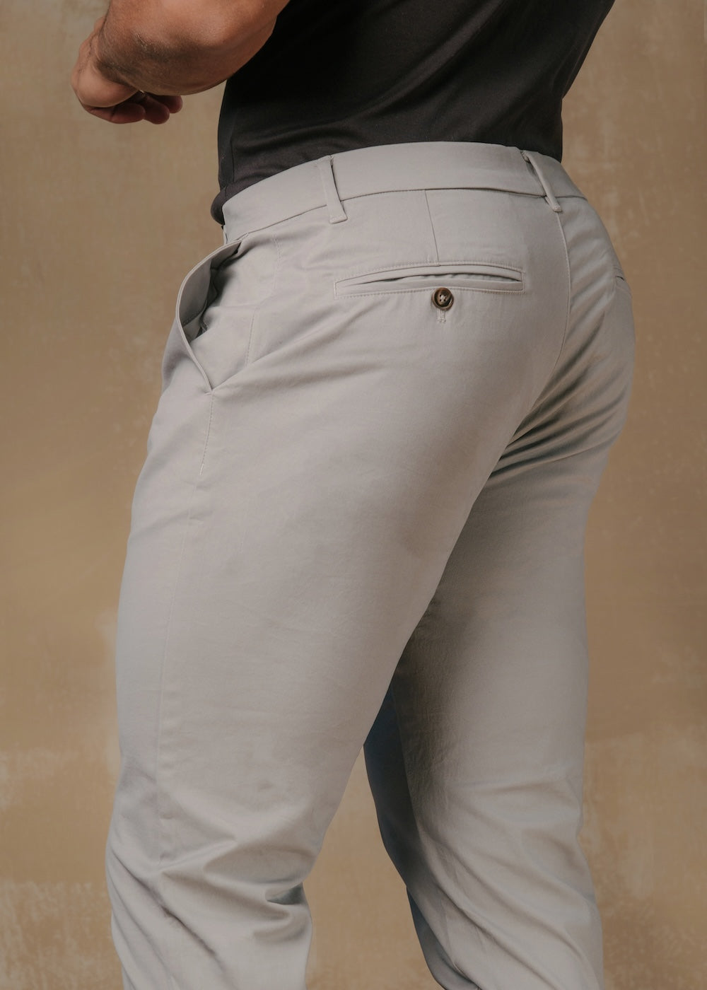 Athletic Fit Cotton Stretch Chino Pants in Pale Grey - TAILORED ATHLETE - USA