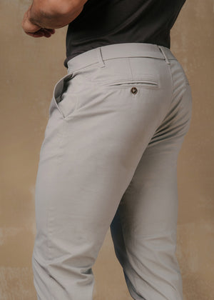 Athletic Fit Cotton Stretch Chino Pants in Pale Grey - TAILORED ATHLETE - USA