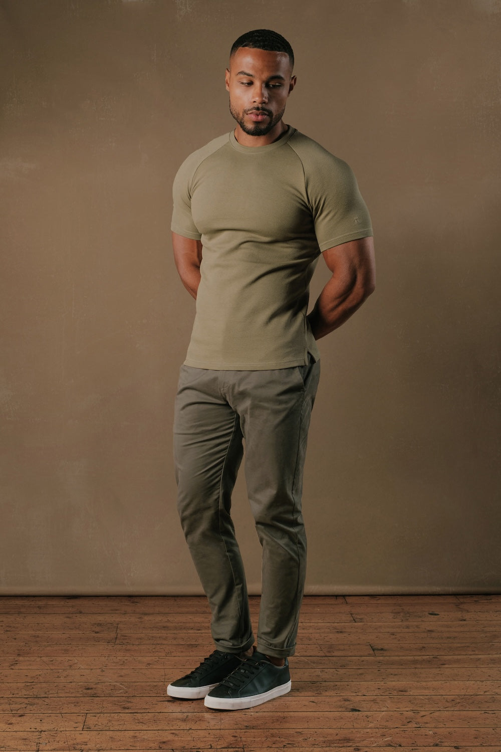 Textured Jersey T-Shirt in Khaki - TAILORED ATHLETE - USA