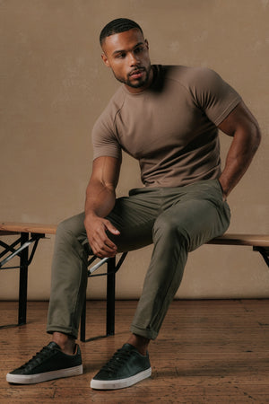 Textured Jersey T-Shirt in Khaki - TAILORED ATHLETE - USA