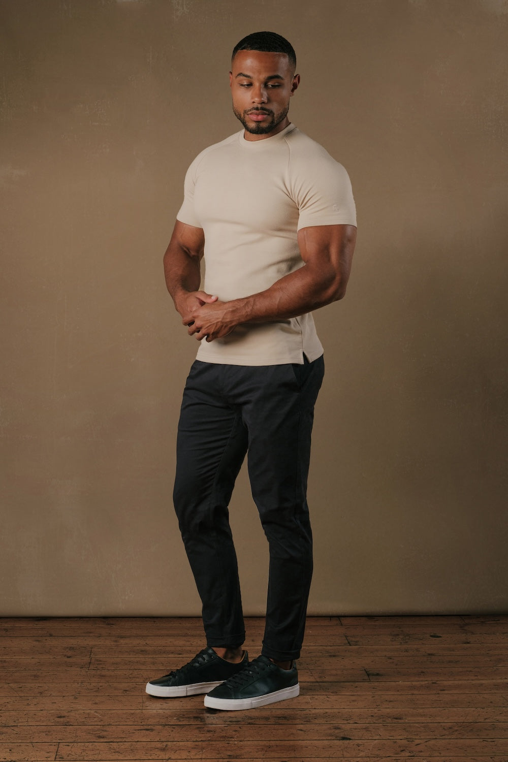 Textured Jersey T-Shirt in Stone - TAILORED ATHLETE - USA