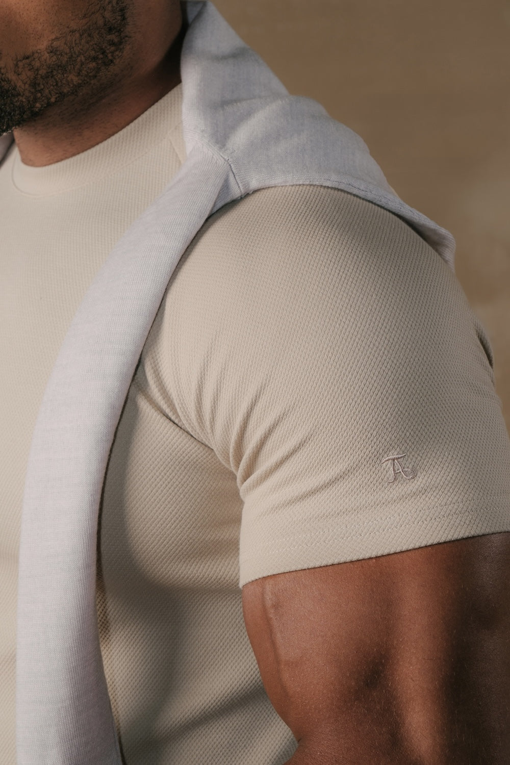 Textured Jersey T-Shirt in Stone - TAILORED ATHLETE - USA