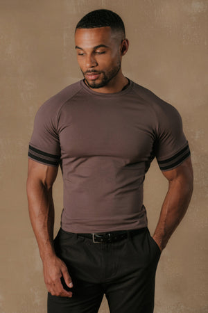 Tipped Fashion Fit T-Shirt in Mocha and Black - TAILORED ATHLETE - USA