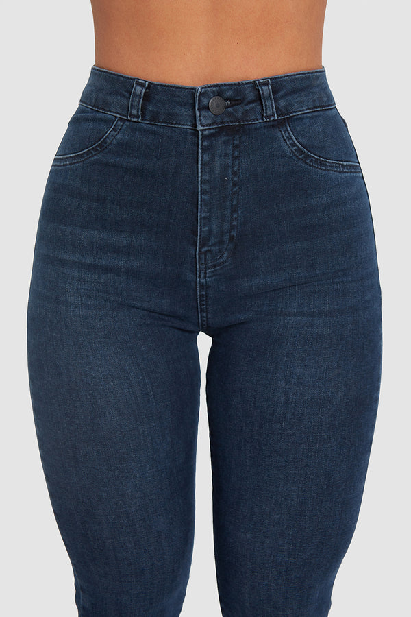 High Waisted Jeans USA - Blue - Dark in TAILORED ATHLETE
