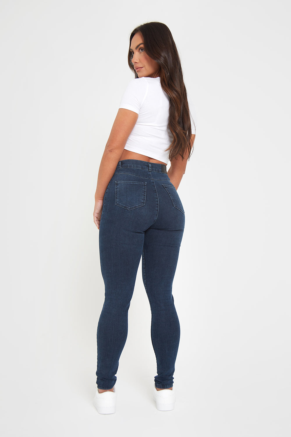 Tailored Athlete High Waisted Jeans in Dark Blue, M