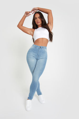Buy Nuon Light Blue Wide Leg - Fit High Rise Jeans from Westside