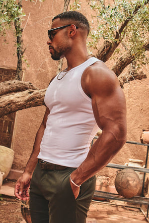 Athletic Fit Tank Top in White - TAILORED ATHLETE - USA