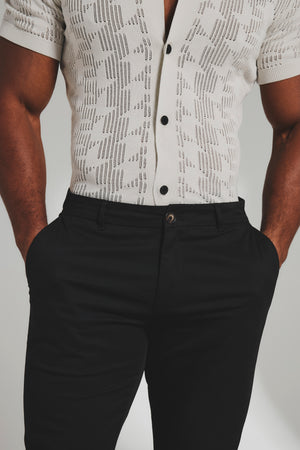 Athletic Fit Cotton Stretch Chino Pants in Black