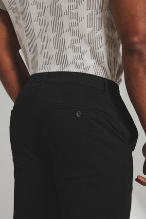 Athletic Fit Cotton Stretch Chino Pants in Black