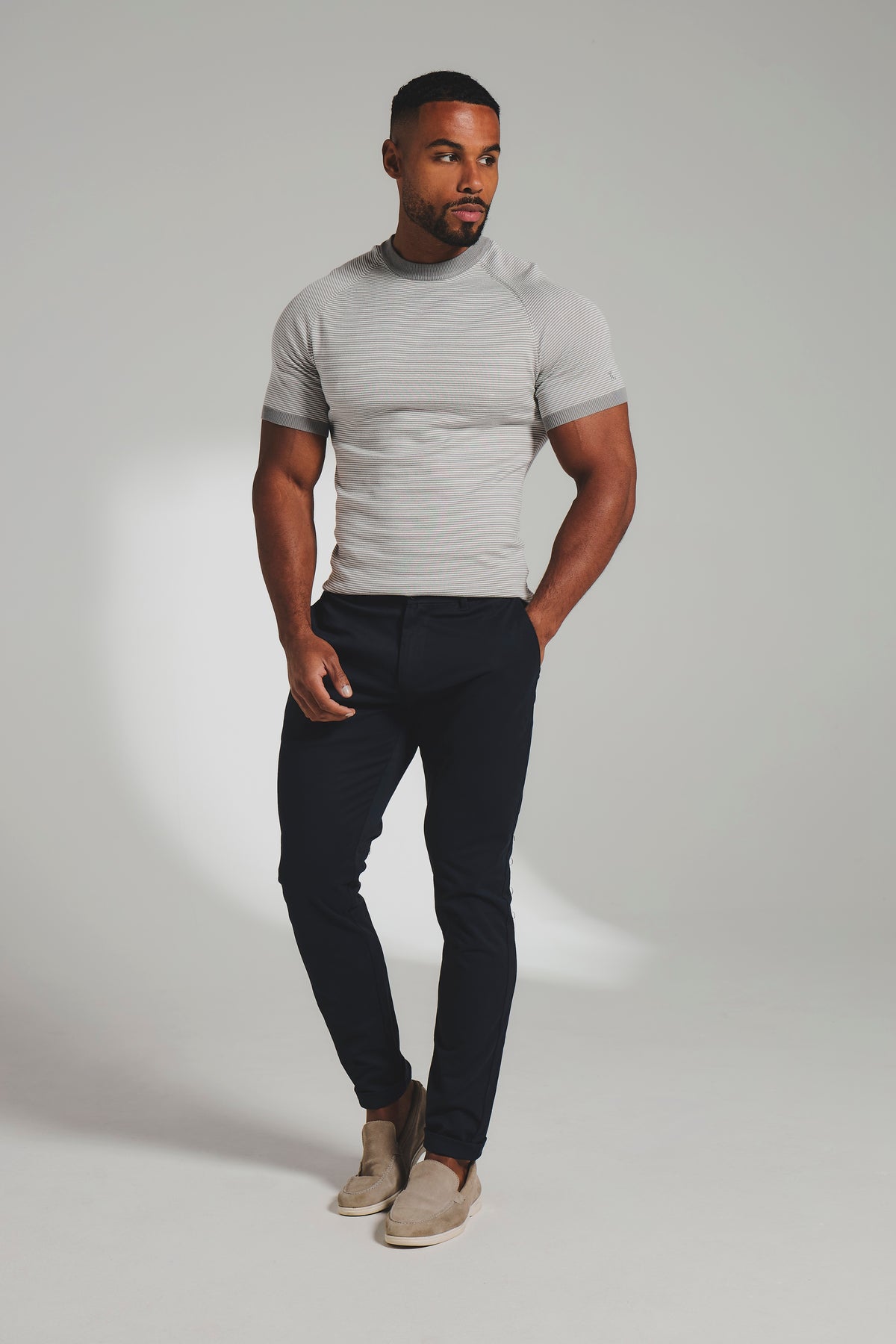 Athletic Fit Cotton Stretch Chino Pants in Navy