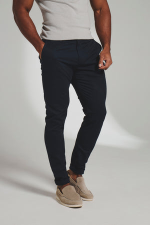 Athletic Fit Cotton Stretch Chino Pants in Navy