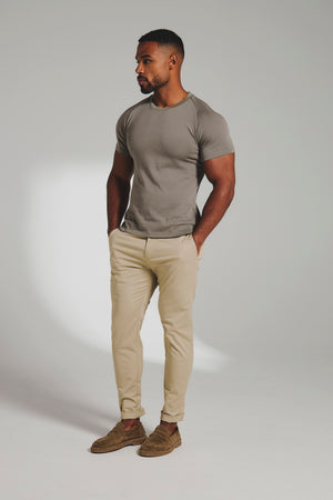 Athletic Fit Cotton Stretch Chino Pants in Stone