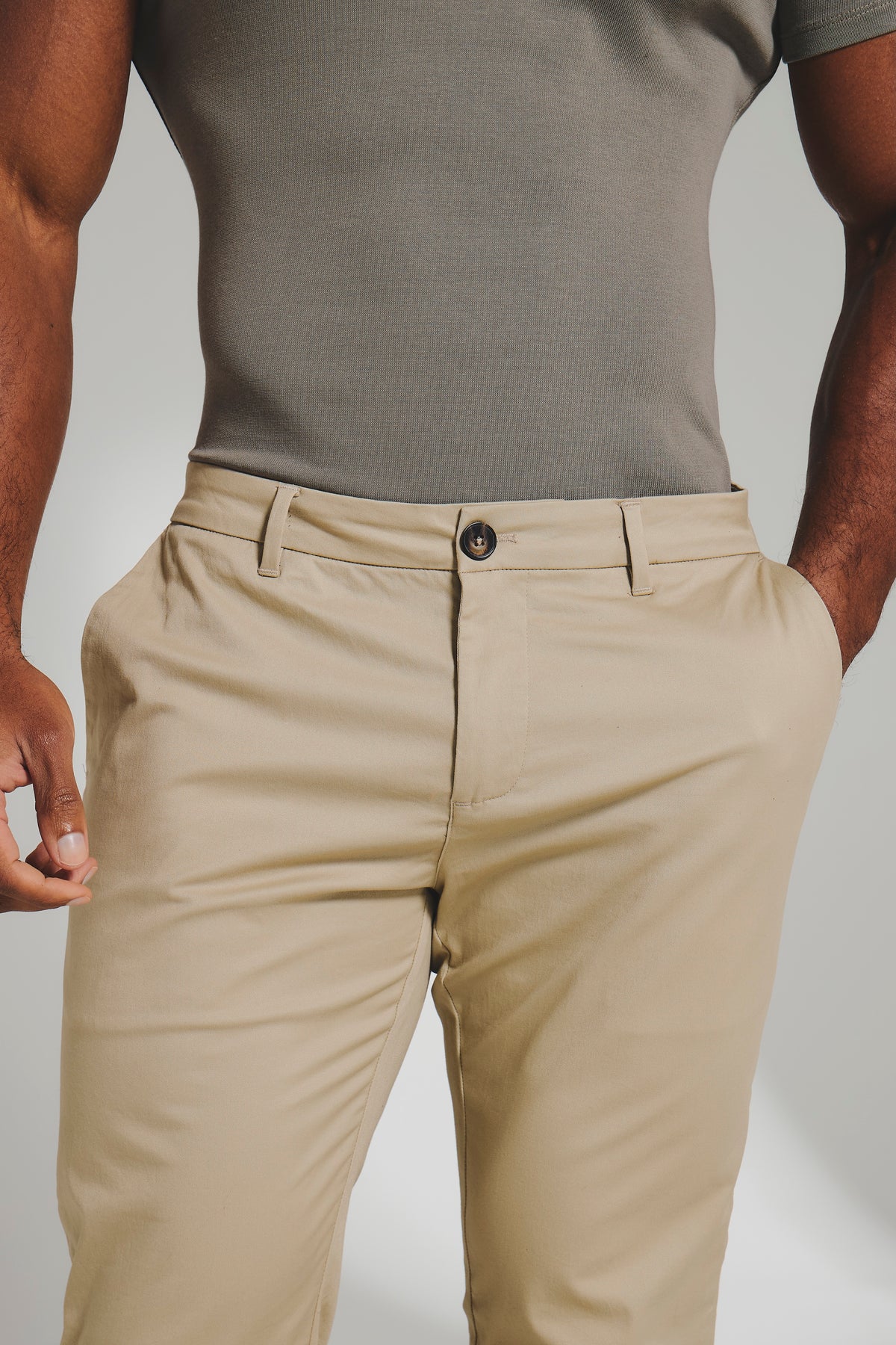 Athletic Fit Cotton Stretch Chino Pants in Stone