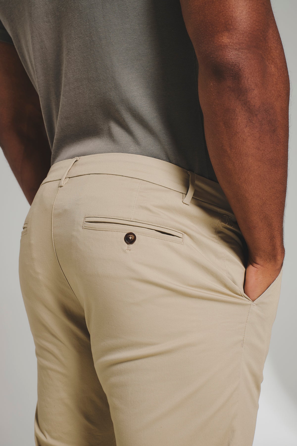 Athletic Fit Cotton Stretch Chino Pants in Stone