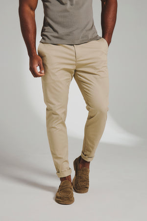 Athletic Fit Cotton Stretch Chino Pants in Stone