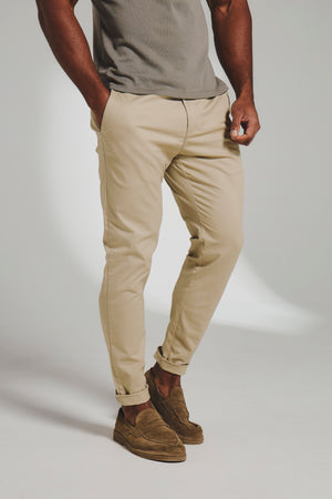 Athletic Fit Cotton Stretch Chino Pants in Stone