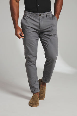 Athletic Fit Cotton Stretch Chino Pants in Dark Grey
