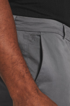 Athletic Fit Cotton Stretch Chino Pants in Dark Grey