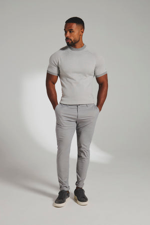 Athletic Fit Cotton Stretch Chino Pants in Pale Grey