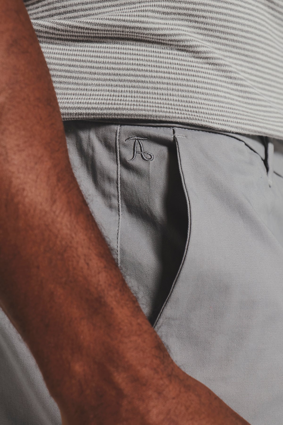 Athletic Fit Cotton Stretch Chino Pants in Pale Grey