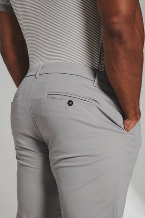 Athletic Fit Cotton Stretch Chino Pants in Pale Grey