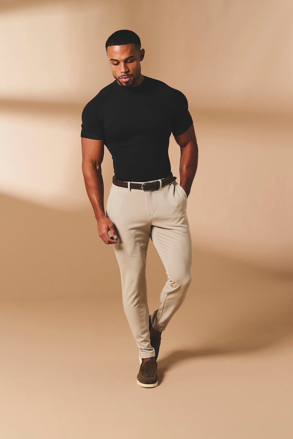 Fine Gauge Knitted T-Shirt in Black - TAILORED ATHLETE - USA