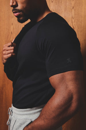 Mercerised Cotton T-Shirt in Black - TAILORED ATHLETE - USA