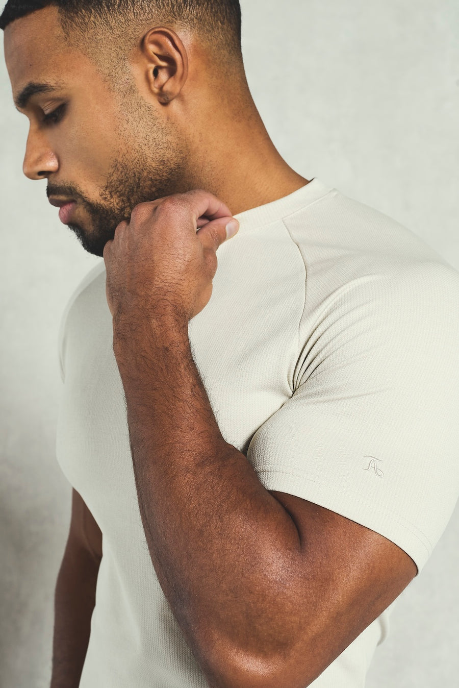 Textured Jersey T-Shirt in Alabaster - TAILORED ATHLETE - USA