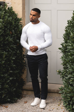 Athletic Fit Long Sleeve T-Shirt in White - TAILORED ATHLETE - USA