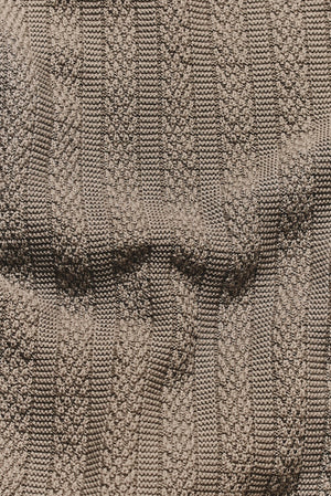 Vertical Stripe Knitted Open Collar Polo Shirt in Mole - TAILORED ATHLETE - USA