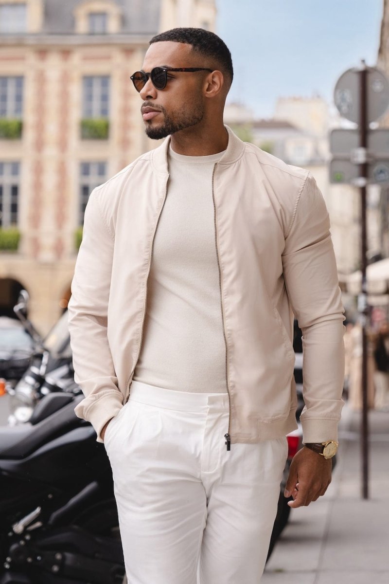 Light Weight Bomber Jacket in Stone - TAILORED ATHLETE - USA